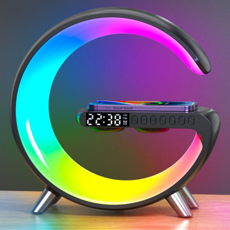 Intelligent atmosphere lamp Bluetooth speaker wireless charger bedside atmosphere lamp sunrise wake-up lamp polar lamp alarm clock - Discount Msrp 