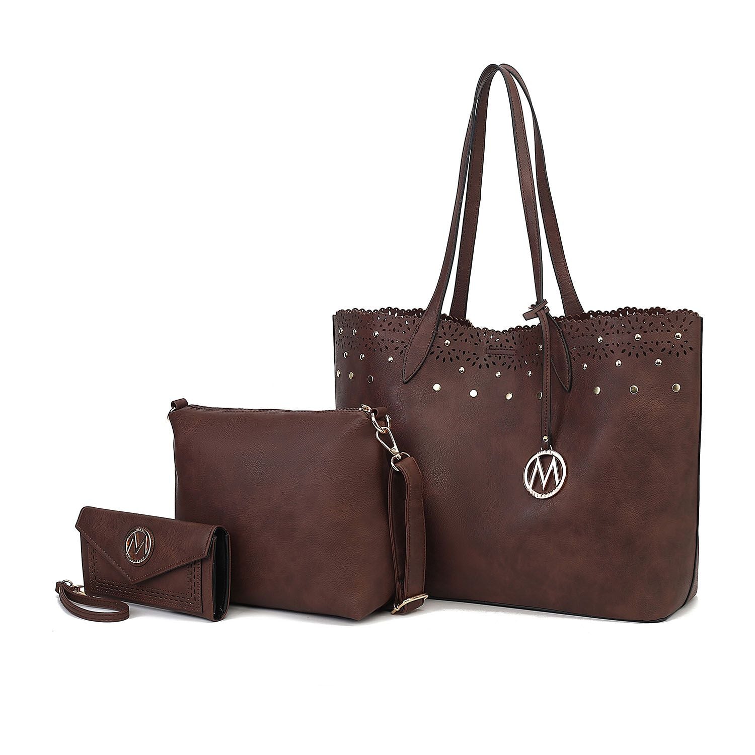 MKF Collection Mariahna 3 PCS Shopper Tote, Cross and Wallet Handbag by Mia K - Discount Msrp 