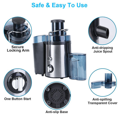 1000W Centrifugal Juicer Juice Extractor with 2 Speeds 3.6in Wide Feed Chute 17Oz Juicer Cup 54Oz Pulp Collector Electric Juicer for Fruits Vegetables - Discount Msrp 