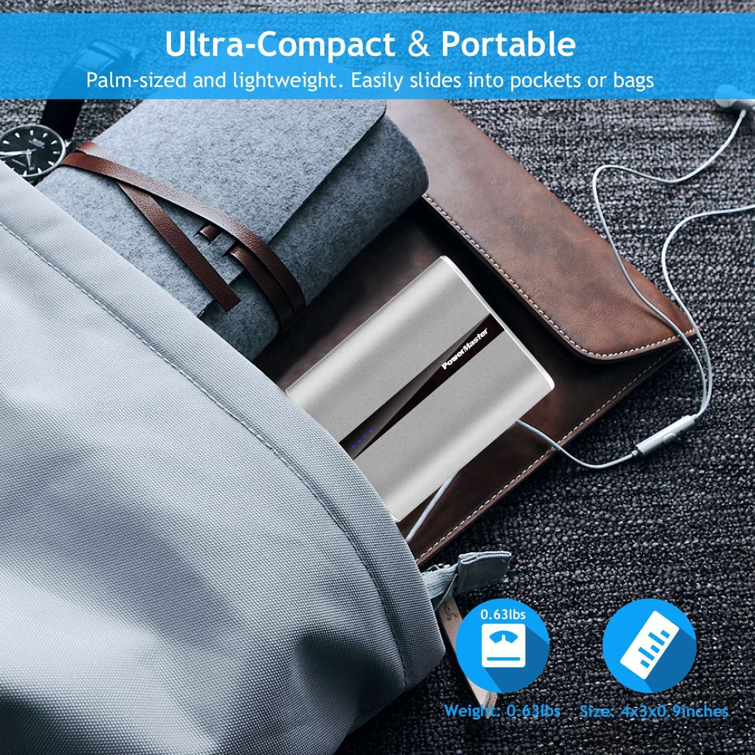 12000mAh Portable Charger with Dual USB Ports 3.1A Output Power Bank Ultra-Compact External Battery Pack - Discount Msrp 