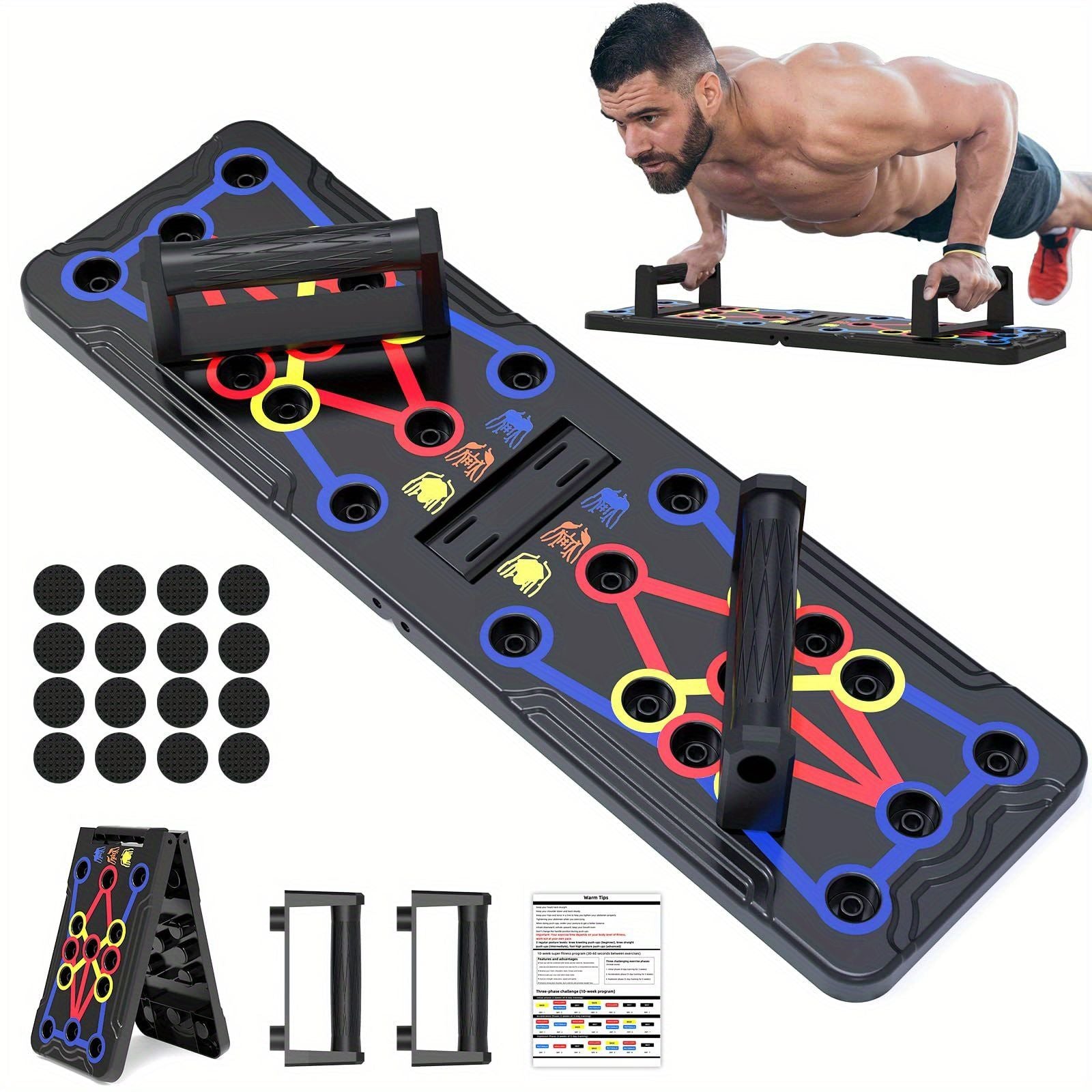 Push Up Board; Foldable Multi-Functional 20-In-1 Push Up Board; Chest Muscle Exercise Equipment For Men Women Fitness Training - Discount Msrp 