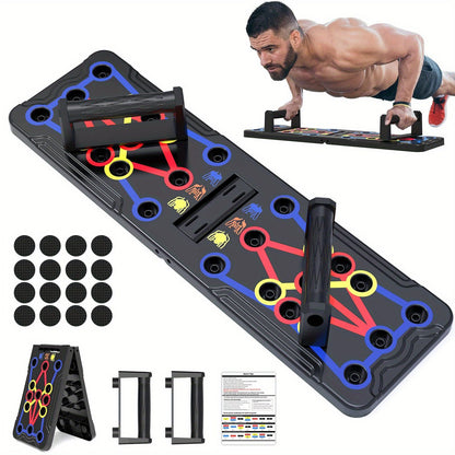 Push Up Board; Foldable Multi-Functional 20-In-1 Push Up Board; Chest Muscle Exercise Equipment For Men Women Fitness Training - Discount Msrp 