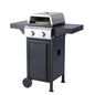 2-Burner Propane Gas BBQ Grill, Pizza Box, 24600BTU Output With Wire Enamel Cooking Grids For Outdoor Barbecue, Foldable Side Table, Hanging Basket, Stainless Steel - Discount Msrp 