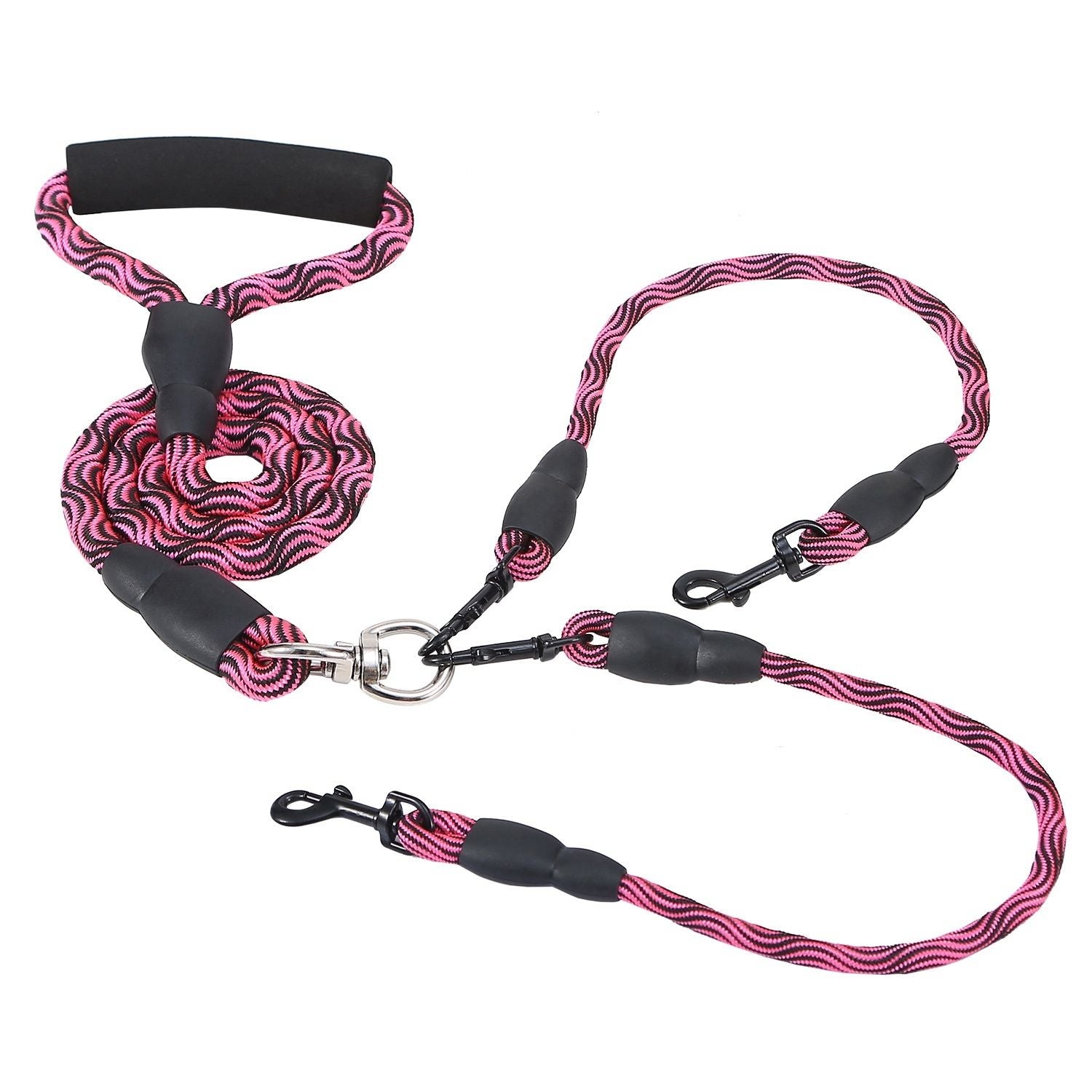 Double Dogs Leash No-Tangle Dogs Lead Reflective Dogs Walking Leash w/ Swivel Coupler Padded Handle - Discount Msrp 