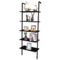 5-Shelf Wood Ladder Bookcase with Metal Frame Industrial 5-Tier Modern Ladder Shelf - Discount Msrp 