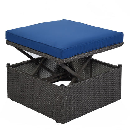 Outdoor Patio Rectangle Daybed with Retractable Canopy, Wicker Furniture Sectional Seating with Washable Cushions, Backyard, Porch - Discount Msrp 