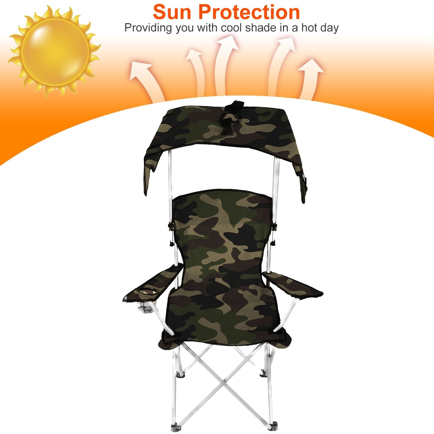 Foldable Beach Canopy Chair Sun Protection Camping Lawn Canopy Chair 330LBS Load Folding Seat - Discount Msrp 
