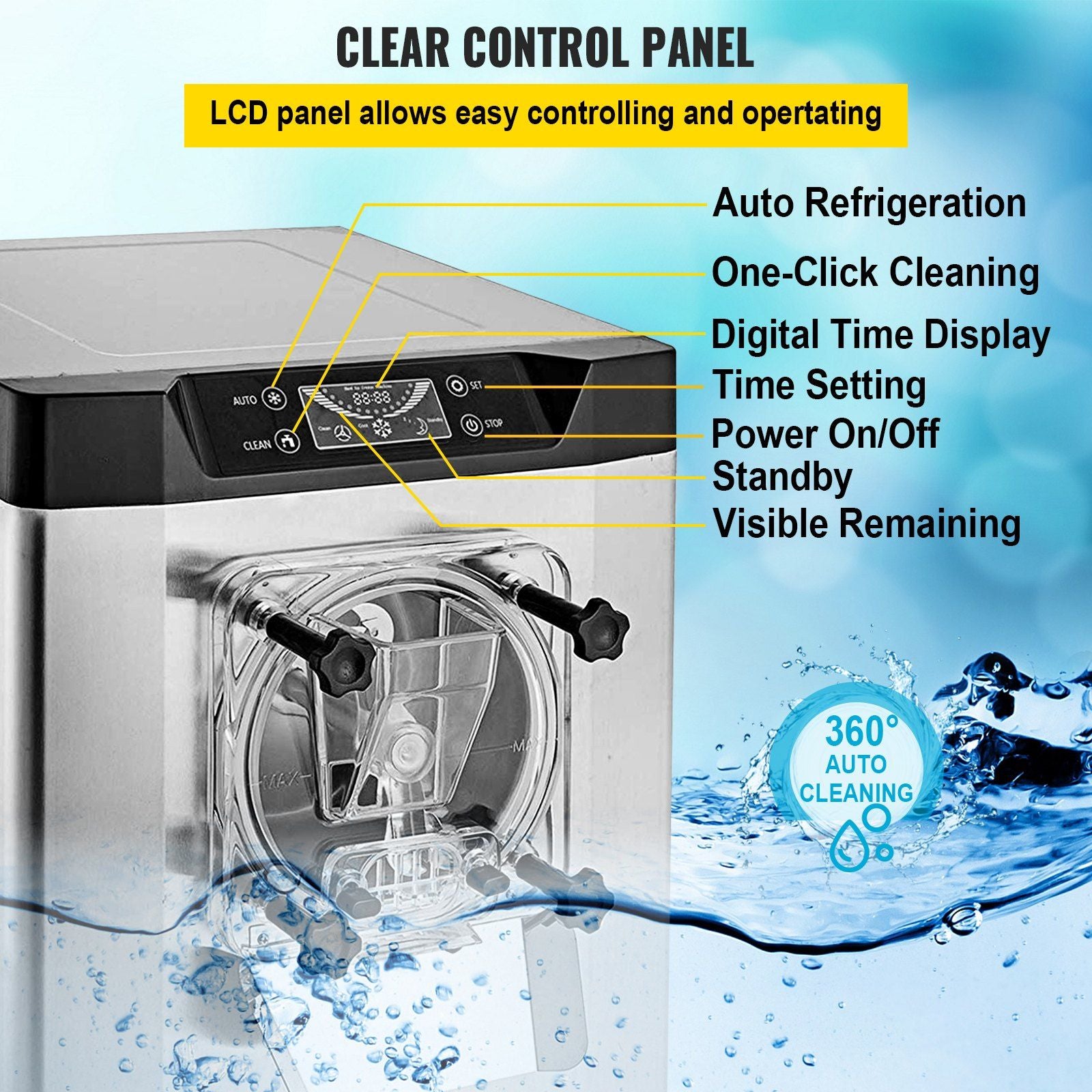 VEVOR Commercial Ice Cream Machine 1400W 20/5.3 Gph Hard Serve Ice Cream Maker with LED Display Screen Auto Shut-Off Timer One Flavors Perfect for Restaurants Snack bar Supermarkets - Discount Msrp 