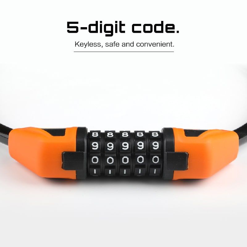5-digit Combination Lock Bicycle Lock Cable, Anti-theft Bicycle Chain, 5-digit Security Reset Bicycle Password Combination Lock Without Mounting Bracket (black) - Discount Msrp 