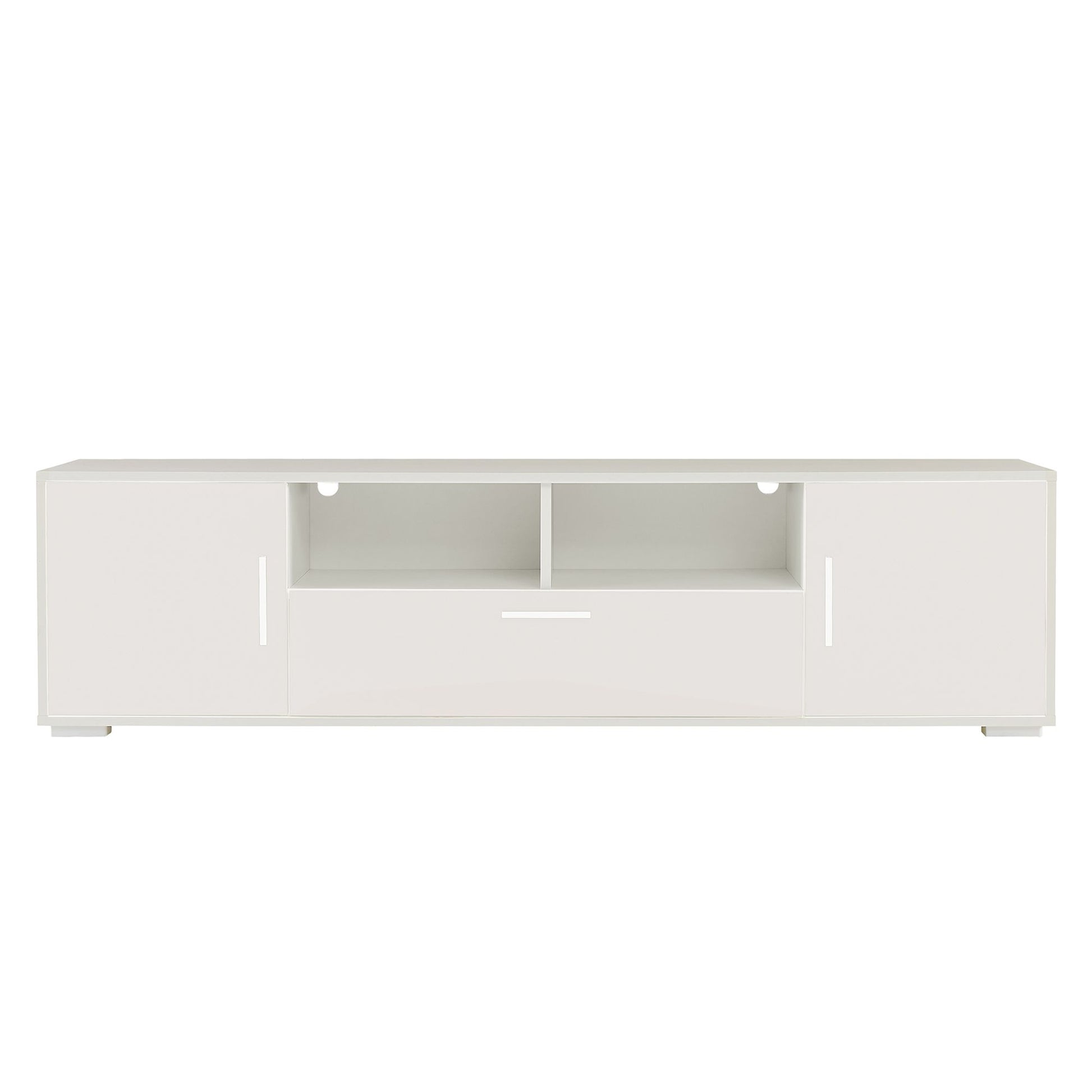 QuickassembleFashionTVstand,TVCabinet,entertainment center TV station,TVconsole,console with LED light belt, light belt can be remote control,with cabinets,open cells,for the living room,bedroom,white - Discount Msrp 
