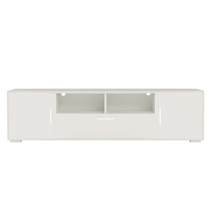 QuickassembleFashionTVstand,TVCabinet,entertainment center TV station,TVconsole,console with LED light belt, light belt can be remote control,with cabinets,open cells,for the living room,bedroom,white - Discount Msrp 
