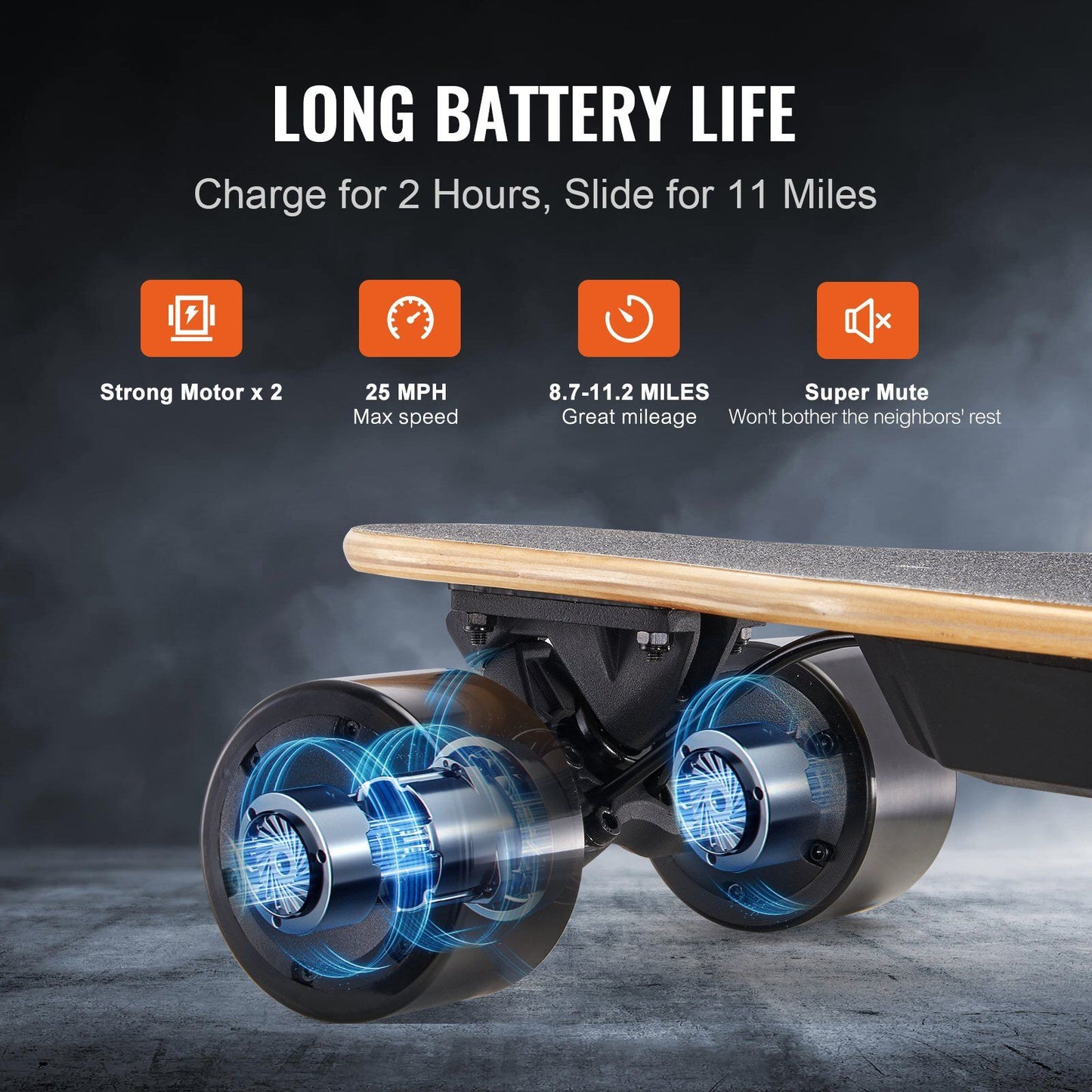 VEVOR Electric Longboard Skateboard with Control 11.2 Mile Range for Adults Kids - Discount Msrp 