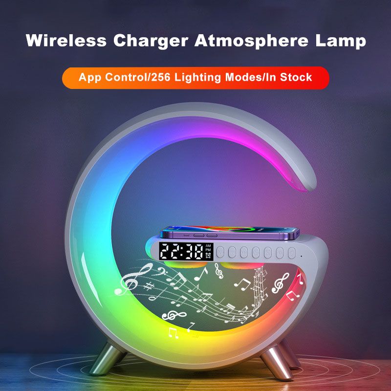 Intelligent atmosphere lamp Bluetooth speaker wireless charger bedside atmosphere lamp sunrise wake-up lamp polar lamp alarm clock - Discount Msrp 