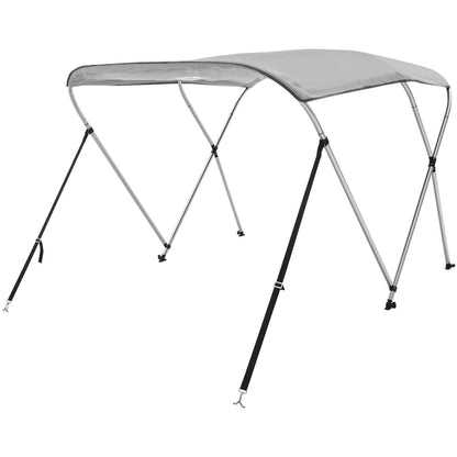 VEVOR 3 Bow Bimini Top Boat Cover, 900D Polyester Canopy with 1" Aluminum Alloy Frame, Waterproof and Sun Shade, Includes Storage Boot, 4 Straps, 2 Support Poles, 6'L x 46"H x 61"-66"W, Light Grey - Discount Msrp 