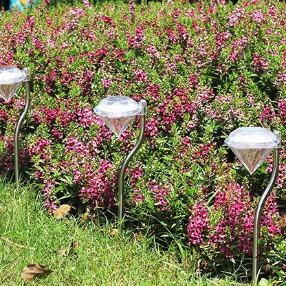 4Pcs Solar Garden Light Outdoor Diamond LED Light IP65 Waterproof Stake Decorative Lamp - Discount Msrp 