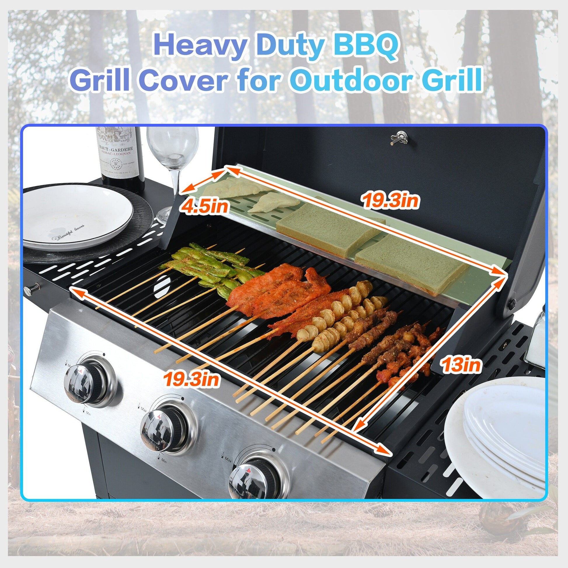 Propane Gas Grill 3 Burner Barbecue Grill, Stainless Steel 26,000 BTU Patio Garden Barbecue Grill with Two Shelves, Lid, Wheels and Bottle Opener - Discount Msrp 
