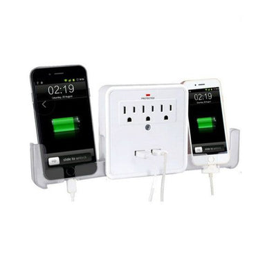 NEW! Classic Combo Wall Adapter W/3 AC Outlets W/Surge Protection And Dual USB Ports To Charge Your Gadgets - Discount Msrp 