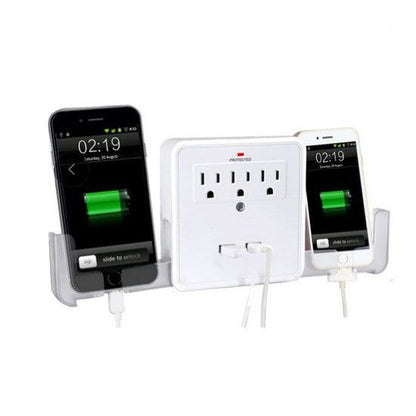 NEW! Classic Combo Wall Adapter W/3 AC Outlets W/Surge Protection And Dual USB Ports To Charge Your Gadgets - Discount Msrp 