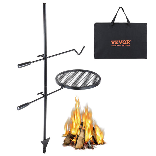 VEVOR Swivel Campfire Grill, Fire Pit Grill Grate over Fire Pits, Heavy Duty Steel Grill Grates, 360° Adjustable Open Fire Outdoor Cooking Equipment, Portable Camp Fire Racks for Camping Outdoor BBQ - Discount Msrp 