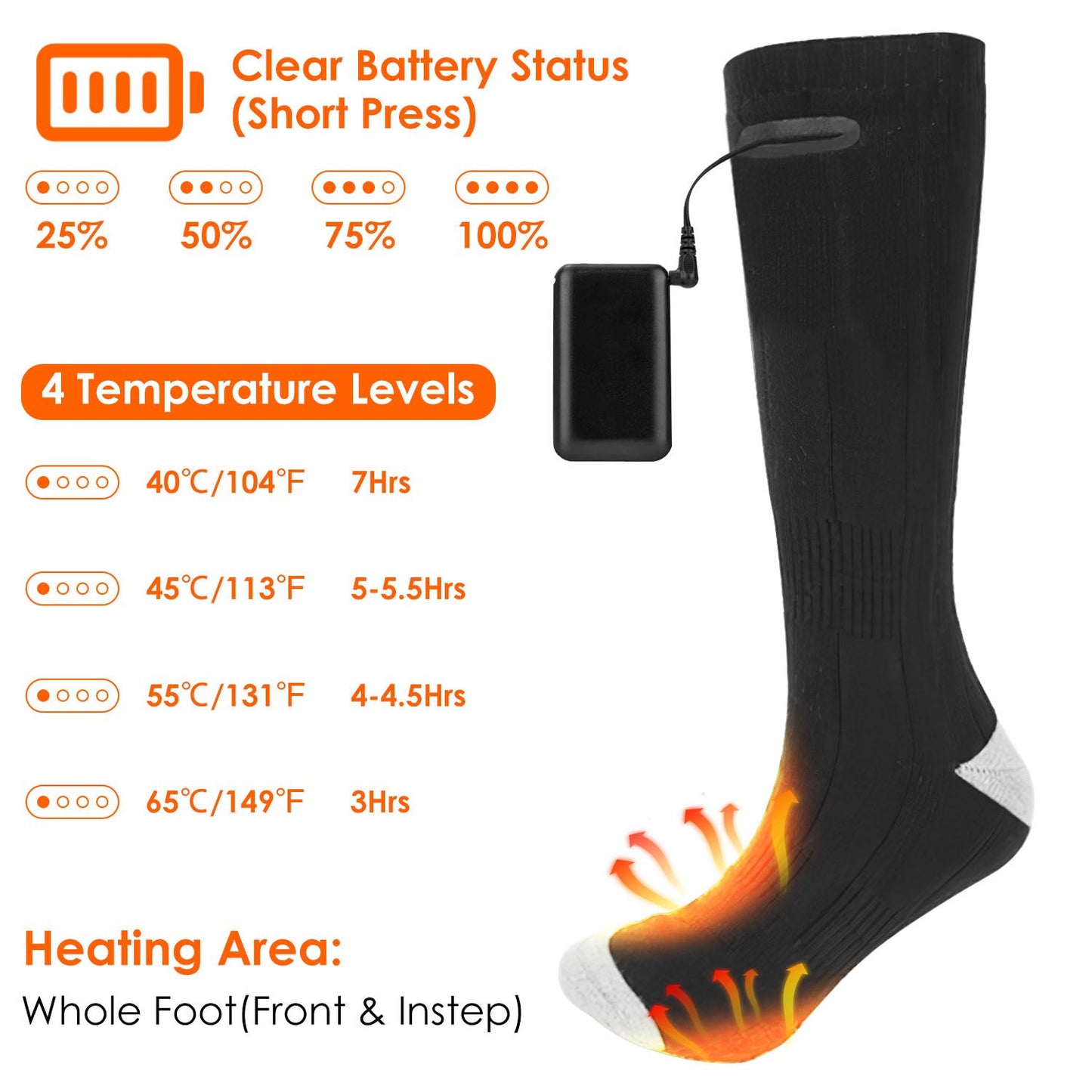 Electric Heated Socks for Men Women Battery Powered Heated Socks Rechargeable Feet Warmer with 4 Temperature Levels Indoor Outdoor Machine Washable - Discount Msrp 