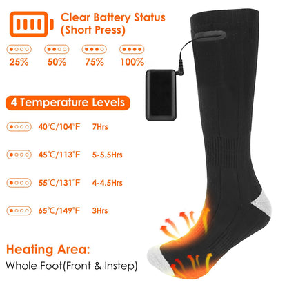 Electric Heated Socks for Men Women Battery Powered Heated Socks Rechargeable Feet Warmer with 4 Temperature Levels Indoor Outdoor Machine Washable - Discount Msrp 