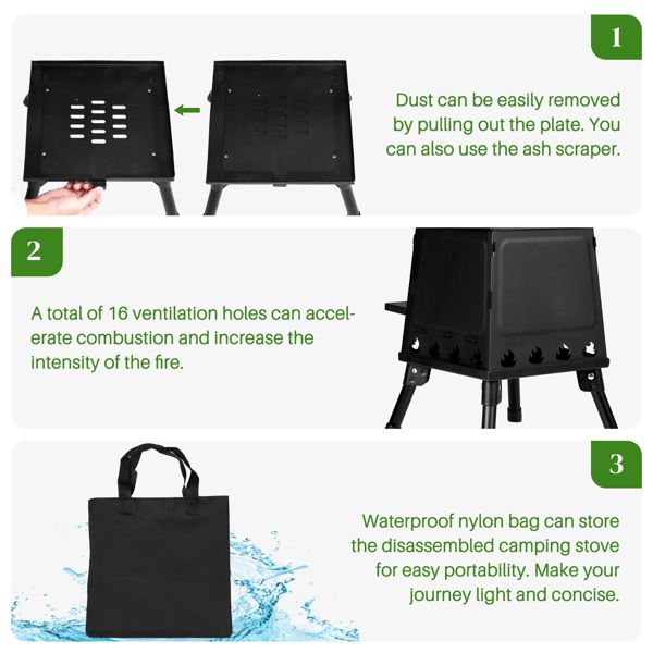 27*27*34cm wood camping stove - Discount Msrp 