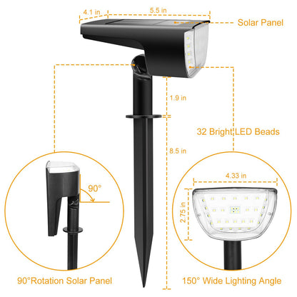 Solarek 32 LEDs Solar Landscape Spotlights IP65 Waterproof Solar Lights Auto On/Off Solar Powered Security Wall Lights - Discount Msrp 