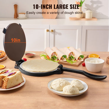 VEVOR Tortilla Press, 10 Inch Tortilla and Roti Maker, Cast Iron Heavy Duty Tortilladora Press, Pre-Seasoned Pataconera Maker with 100 Pcs Parchment Paper, Dough Maker for Flour Tortilla, Tawa, Silver - Discount Msrp 