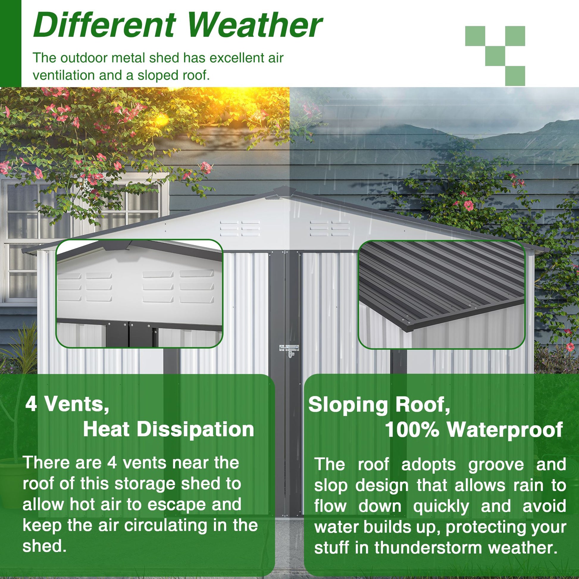 10X8 FT Outdoor Storage Shed, All Weather Metal Sheds with Lockable Doors, Tool Shed for Garden, Patio, Backyard, Lawn, Grey - Discount Msrp 