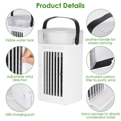 4 In 1 Portable Air Conditioner Fan Evaporative Air Cooler Water Fan - Discount Msrp 