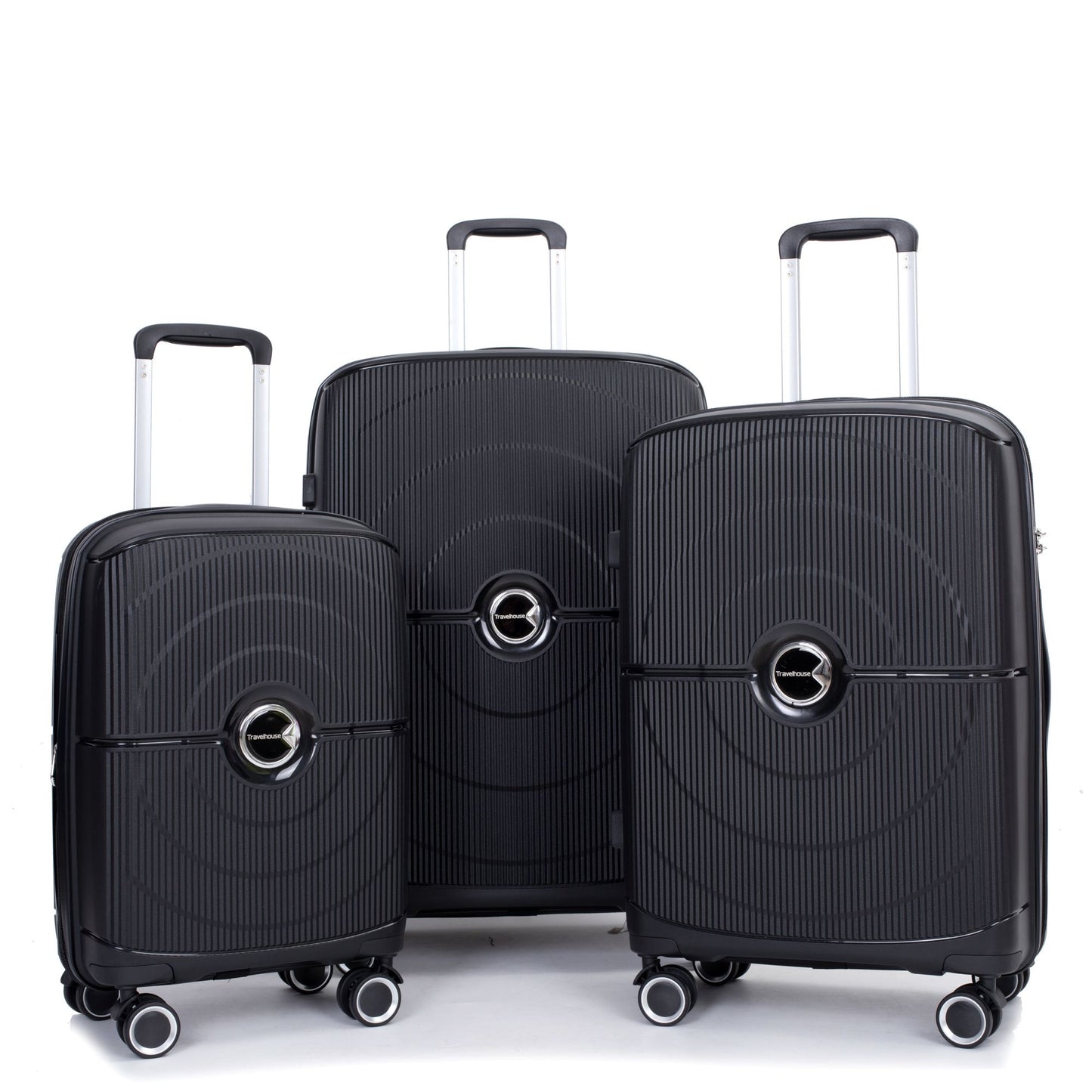 Expandable Hardshell Suitcase Double Spinner Wheels PP Luggage Sets Lightweight Durable Suitcase with TSA Lock,3-Piece Set (20/24/28) ,Black - Discount Msrp 