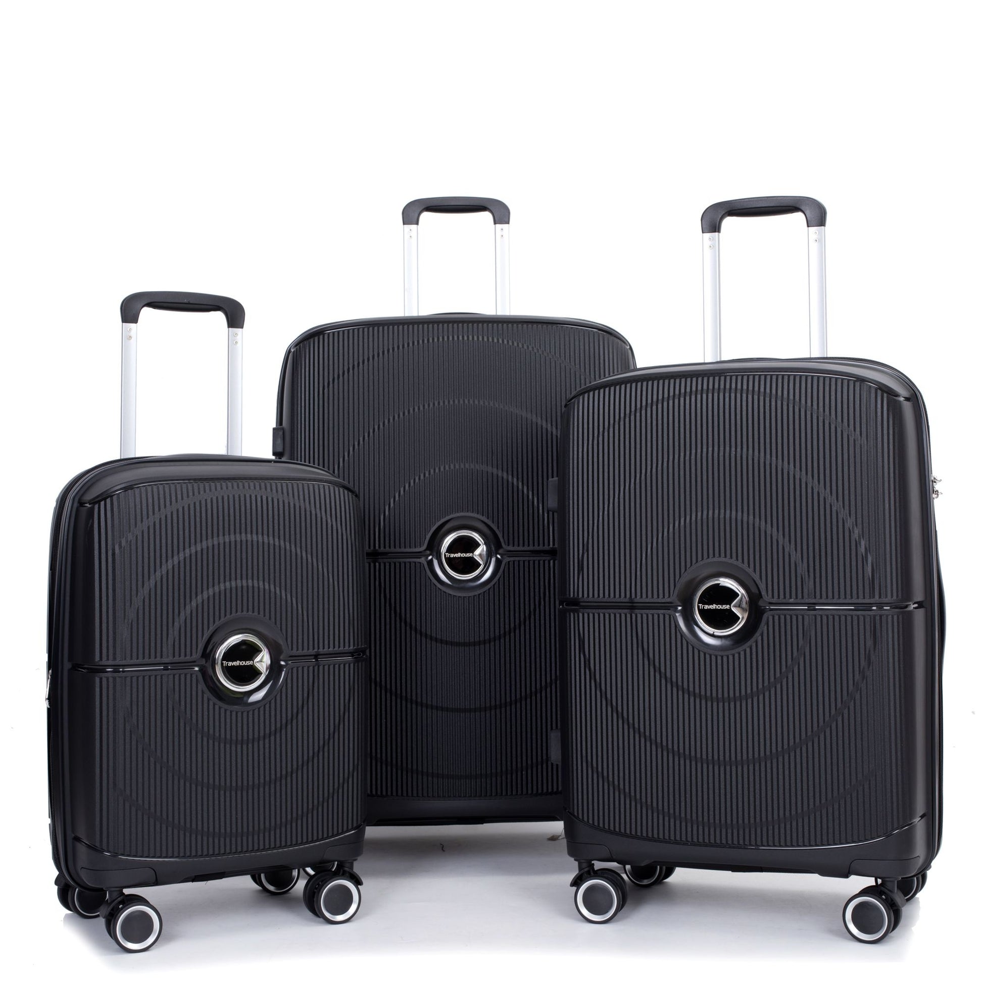 Expandable Hardshell Suitcase Double Spinner Wheels PP Luggage Sets Lightweight Durable Suitcase with TSA Lock,3-Piece Set (20/24/28) ,Black - Discount Msrp 