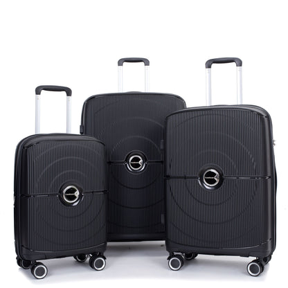 Expandable Hardshell Suitcase Double Spinner Wheels PP Luggage Sets Lightweight Durable Suitcase with TSA Lock,3-Piece Set (20/24/28) ,Black - Discount Msrp 
