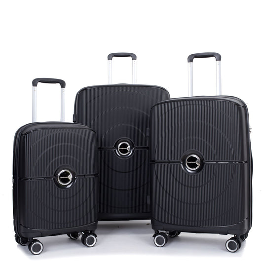Expandable Hardshell Suitcase Double Spinner Wheels PP Luggage Sets Lightweight Durable Suitcase with TSA Lock,3-Piece Set (20/24/28) ,Black - Discount Msrp 