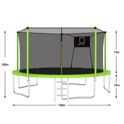 14FT Trampoline ,Sports Fitness Trampolines with Enclosure Net, Recreational Trampolines for Outdoor Indoor - Discount Msrp 