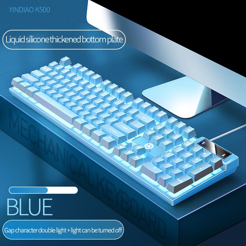 104 Keys Gaming Keyboard Wired Keyboard Color Matching Backlit Mechanical Feel Computer E-sports Peripherals for Desktop Laptop - Discount Msrp 