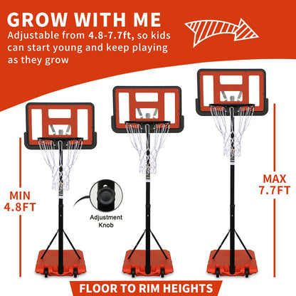 Use for Outdoor Height Adjustable 4.8 to 7.7ft Basketball Hoop 28 Inch Backboard Portable Basketball Goal System with Stable Base and Wheels - Discount Msrp 