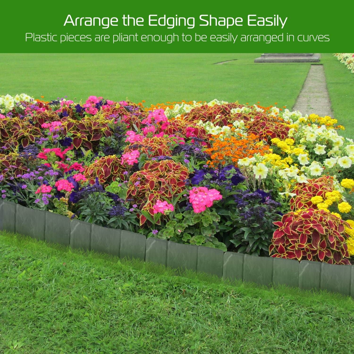 20 PCS Cobbled Stone Effect Plastic Garden Lawn Border Edging - Discount Msrp 