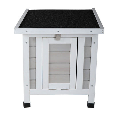 Modern Wooden Rabbit Cat Dog Hutch, Indoor/Outdoor Retreat House with Openable Roof for Small Pets, Weatherproof, Gray - Discount Msrp 