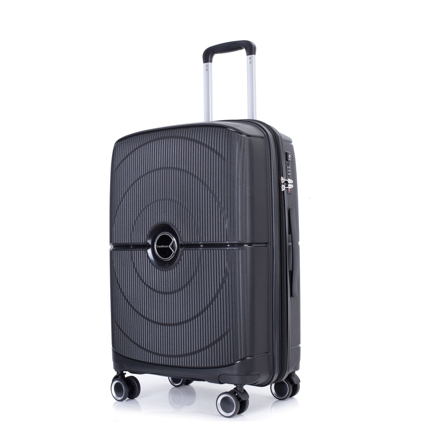 Expandable Hardshell Suitcase Double Spinner Wheels PP Luggage Sets Lightweight Durable Suitcase with TSA Lock,3-Piece Set (20/24/28) ,Black - Discount Msrp 