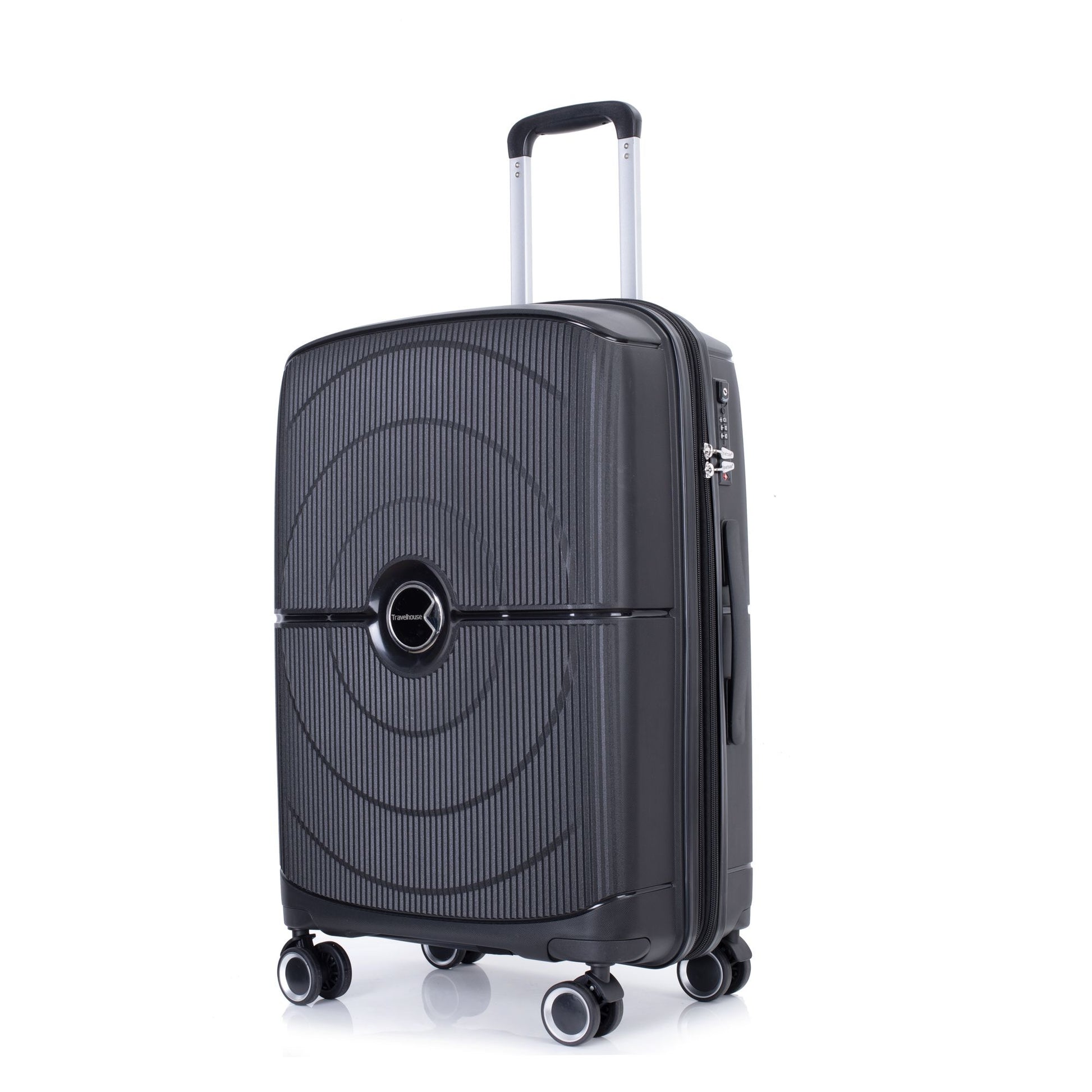 Expandable Hardshell Suitcase Double Spinner Wheels PP Luggage Sets Lightweight Durable Suitcase with TSA Lock,3-Piece Set (20/24/28) ,Black - Discount Msrp 