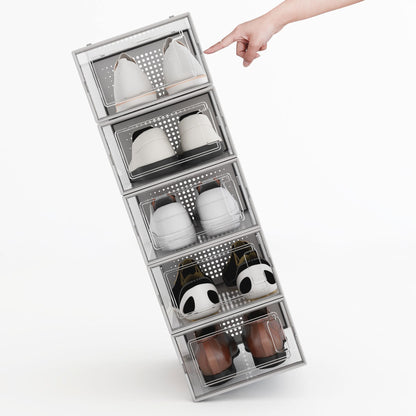 Set of 12 Stackable Clear Plastic Transparent Shoe Storage Box in Home - Discount Msrp 