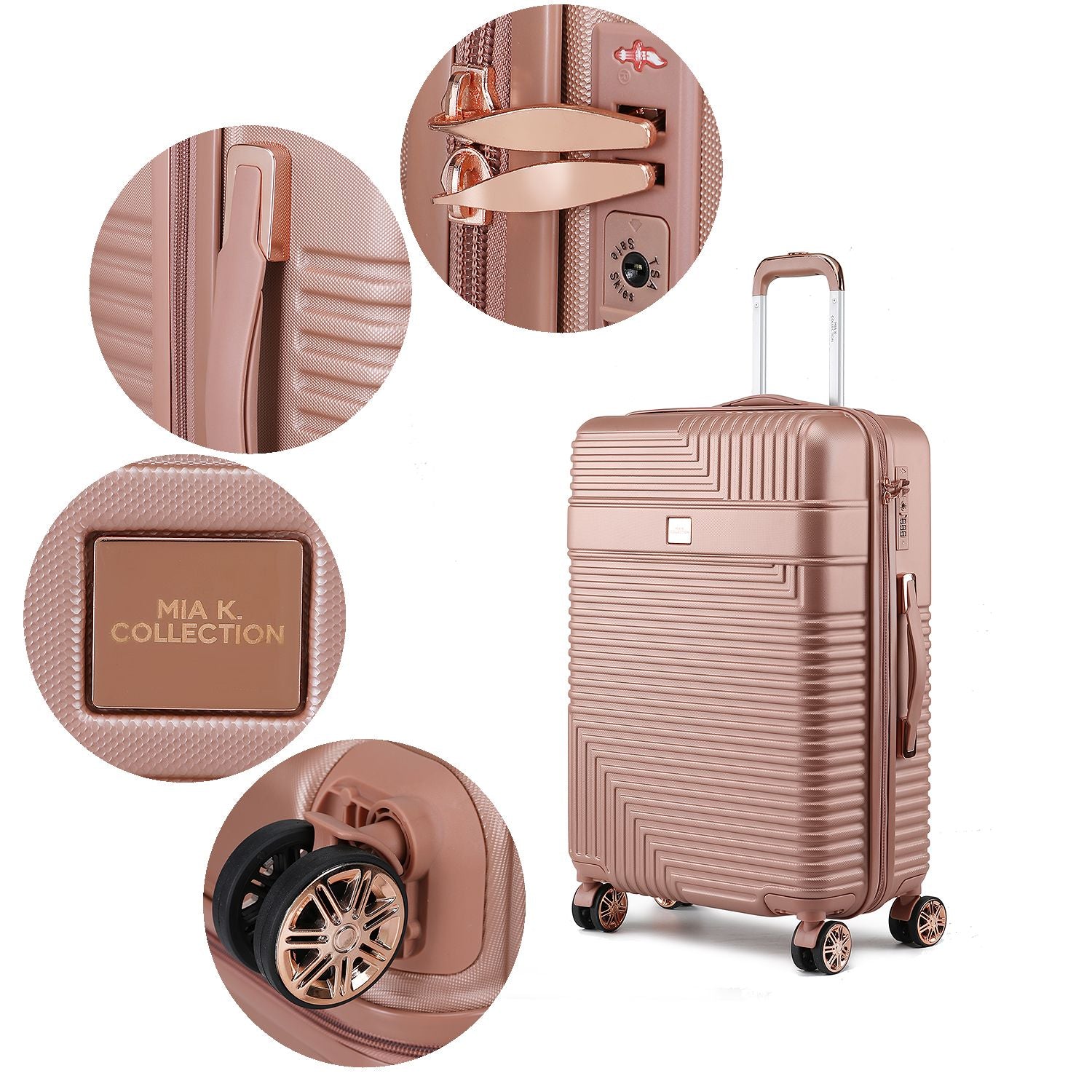 MKF Collection Mykonos Luggage Set- Extra Large Check-in, Large Check-in, Medium Carry-on, and Small Cosmetic Case by Mia K - Discount Msrp 