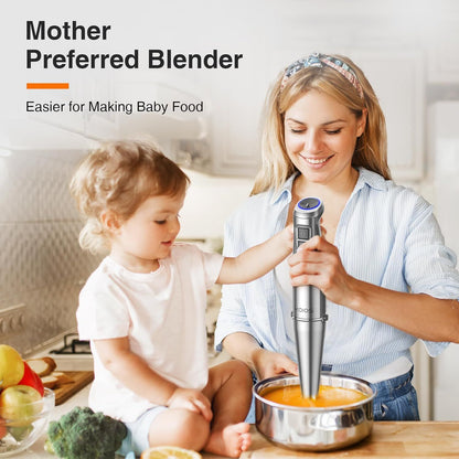 KOIOS 1100W Immersion Hand Blender, Stainless Steel Stick Blender with 12-Speed & Turbo Mode, 5-in-1 Handheld Blender with 600ml Mixing Beaker with Lid, 500ml Chopper, Whisk, Milk Frother, BPA-Free - Discount Msrp 