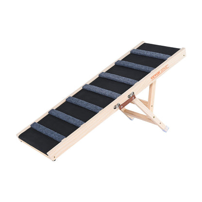 VEVOR Dog Ramp, Folding Pet Ramp for Bed, Adjustable Dog Ramp for Small, Large, Old Dogs & Cats, Wooden Pet Ramp with 39.3" Long Ramp, Adjustable from 15" to 22", Suitable for Couch, Sofa, Car - Discount Msrp 