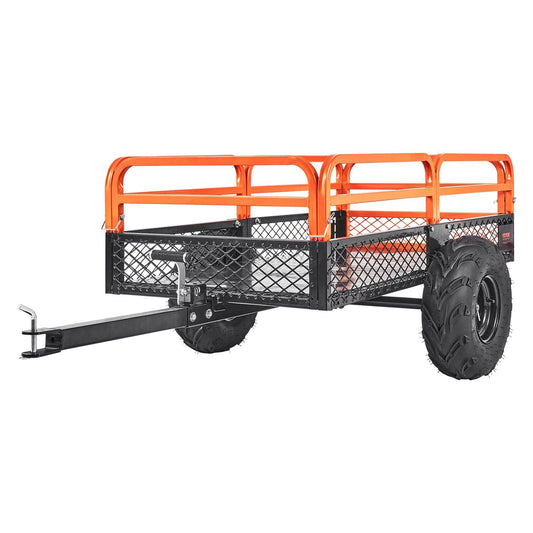 VEVOR Heavy Duty Steel ATV Dump Trailer, 1500-Pound Load Capacity 15 Cubic Feet, Tow Behind Dump Cart Garden Trailer, with Removable Sides and 2 Tires, for Mowers, Tractors, ATV, UTV - Discount Msrp 