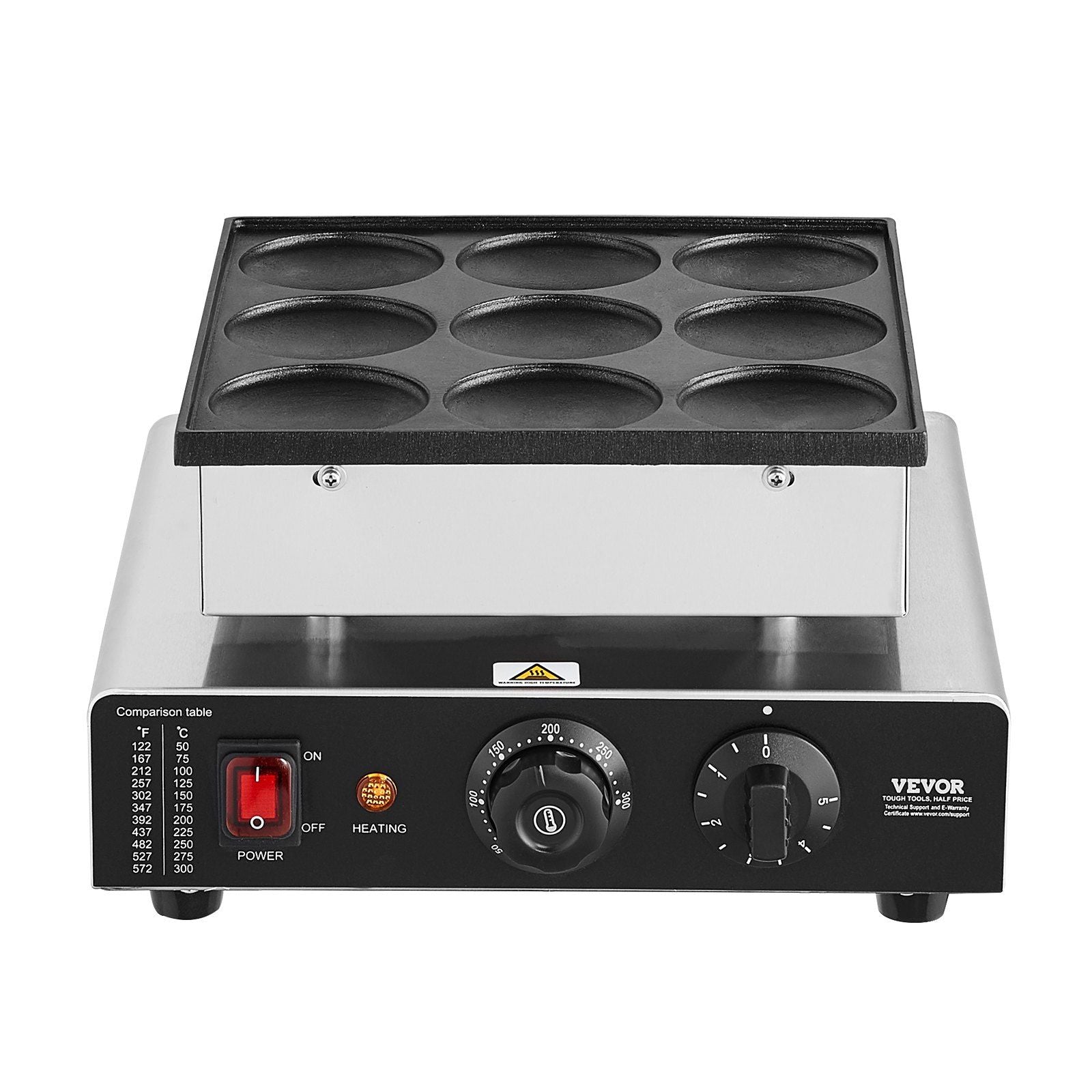 VEVOR 9PCS 76mm Dutch Pancake Maker Commercial Dorayaki Baker 850W Non-stick - Discount Msrp 