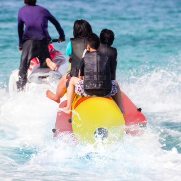 3-Person Inflatable Banana Boat with Electric Air Pump Carrying Bag and Repair Kit - Discount Msrp 