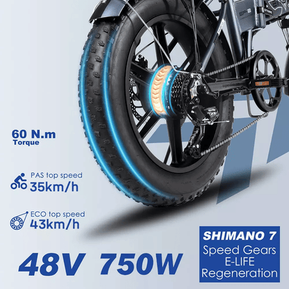ENGWE EP-2PRO 48V13Ah 45km/h 20 Inch Fat Tire 750W Mountain Electric Bicycle - Discount Msrp 