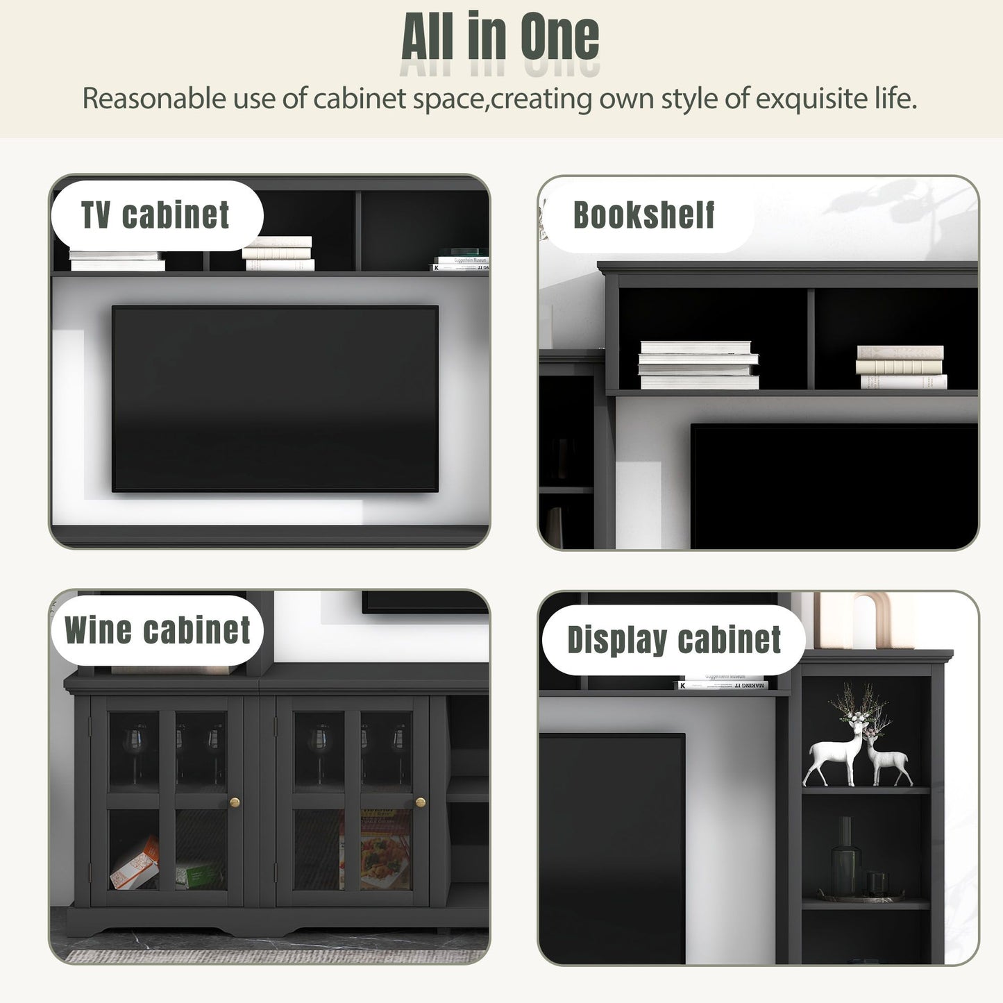 [VIDEO provided] ON-TREND Minimalism Entertainment Wall Unit with Bridge, Modern TV Console Table for TVs Up to 70", Multifunctional TV Stand with Tempered Glass Door, Black (Old SKU: SD000009AAB) - Discount Msrp 